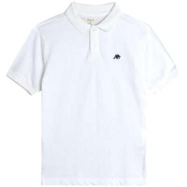 Imagem de AEROPOSTALE Camisa polo para meninos - Camisa polo piqué de manga curta de ajuste clássico - Camisa de golfe elástica confortável para meninos (8-16), Branco, 4