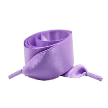 Imagem de Silk Satin Ribbon Shoelaces Width Flat Shoelace Boots Sneakers Colourful Laces For Shoes Accesories (Color : Light purple, Size : 120cm)