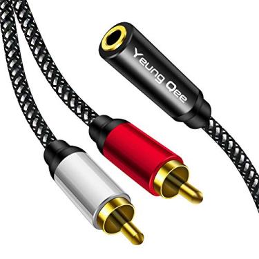 Imagem de Yeung Qee Cabo adaptador Y de áudio estéreo fêmea de 3,5 mm para 2RCA macho compatível com TV, smartphones, MP3, tablets, alto-falantes, home theater (3 m)