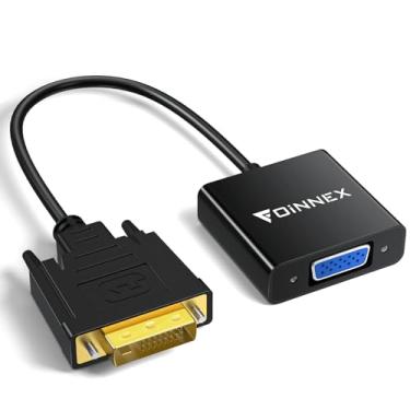 Imagem de FOINNEX Adaptador DVI para VGA, conversor DVI macho para VGA fêmea, adaptador DVI Dual Link 24+1 DVI-D VGA, cabo de conversão de computador para monitor compatível com 1080p Full HD