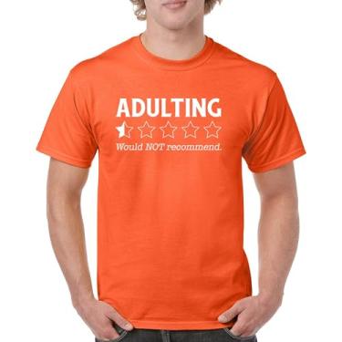 Imagem de Camiseta Adulting Would Not recommend Funny Adult Life is Hard Review Humor Parenting 18th Birthday Gen X masculina, Laranja, M