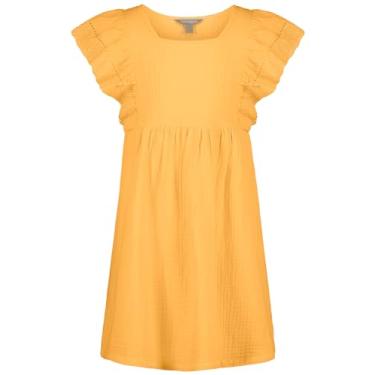 Imagem de Lucky Brand Vestido feminino de manga curta com gola quadrada e mangas esvoaçantes com ilhós, Calêndula pálida, 7