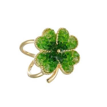 Imagem de Kokoma Lenço de seda trevo de quatro folhas verde clipe de cachecol para festa de casamento dama zircônia cúbica trevo cachecol fivela suporte fivela anel anel de dedo acessórios de decoração joias,