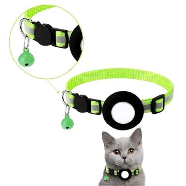 Imagem de Coleira Refletiva com Suporte Gps Rastreador Gato, Cachorro, Pet (Neon)