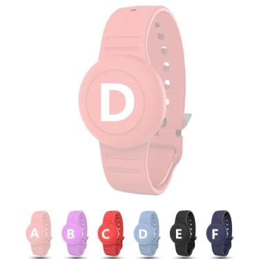 Imagem de Pulseira à prova d'água para AirTag Kids, suporte oculto personalizado com letra inicial compatível com Air Tag, capa de silicone para AirTag, rastreador GPS antiperda ajustável para crianças idosas