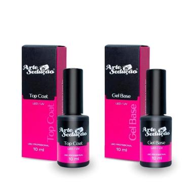 Imagem de Kit gel base transparente + top coat 10 ml, arte sedução