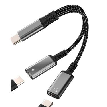 Imagem de Adaptador duplo USB C 2 em 1 Cabo de carregamento DAC tipo C Carregador de áudio Dongle para Apple iPhone15 Pro Max Plus para iPad Pro, compatível com Samsung Galaxy S22 FE Cord Aux Splitter