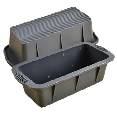 Imagem de Conjunto de 2 formas de pão de silicone, antiaderentes, retangulares de liberação fácil, assadeiras de silicone sem BPA, molde de silicone para pão caseiro, torradas, pão de brownie, bolo de carne