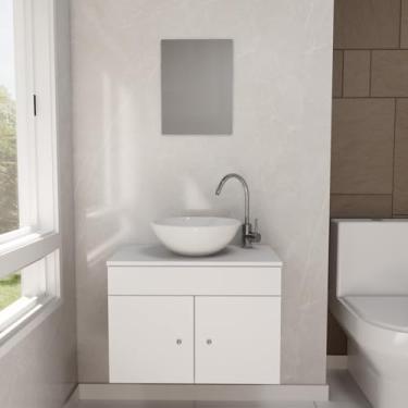 Imagem de Gabinete Armário para Banheiro com Pia Cuba 60cm Balcão Suspenso Branco