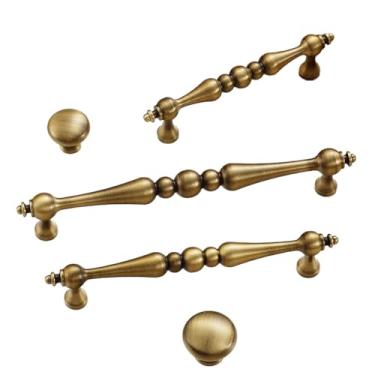 Imagem de Puxador de gaveta de latão sólido, alça retrô francesa para banheiro, maçaneta de porta de armário de cozinha, alças de móveis, bola de latão grande