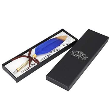Imagem de R a Feather Pen Kit Em Metal Caneta Caligráfica Conjunto de Caixa de Presente para e Color Ideal Pen Pen Caligrafia Entusiastas (Azul)