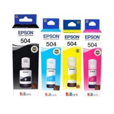 Imagem de Kit 4 cores refil de tinta original epson 504 p/ l4150 l4160 l4260 l61