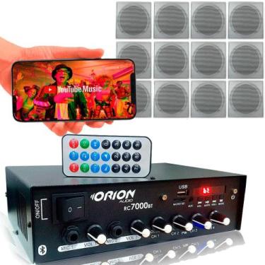 Imagem de Kit Som Ambiente 4 Canal 500 Watts + 12 Arandela Br Quadradas - ORION