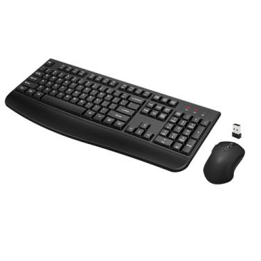 Imagem de QUASIO Combo de Teclado e Mouse Sem Fio, Teclado com Suporte para Mãos e Mouse Óptico, 2.4 GHz, Preto