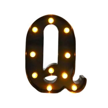 Imagem de WeiLaiKeQi Letreiro de LED com letras, luminária de letreiro preta, iluminação de parede decorativa para noite de noivado, feriado, casamento, letreiro de, Q 6.81x8.58x1.57inch