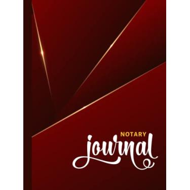 Imagem de Hardcover Notary Journal: 8.5x11 Large Notarial Logbook/With 200 Numbered Pages - Two Record Logs Per Page / 400 Records/Ledger Book Gift For Signing Agents/Gold Red Burgundy - 3D Line Art