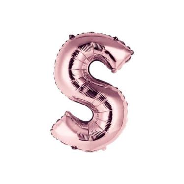 Imagem de Balão Metalizado Rose Letra Decoração Festa 55 cm - Alia, Letra S