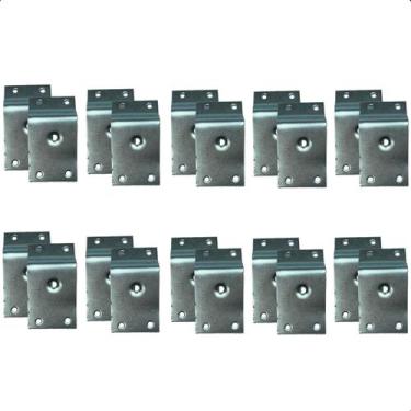 Imagem de Kit 20 Chapinha Chapa Base pés Palito Inclinada Metal Zincado Rosca 5/