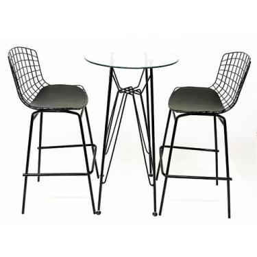 Imagem de Jogo de Mesa Ísis Bistrô Eames Eiffel 1,00 metro com Vidro 60cm + 2 Ba
