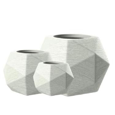 Imagem de Kit de 3 vasos para planta esfera geométrica 3D em polietileno para de