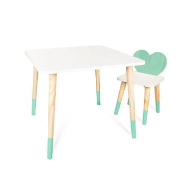 Imagem de Kit Mesa e Cadeira Infantil Coração - Eita! Casa Perfeita, Verde claro