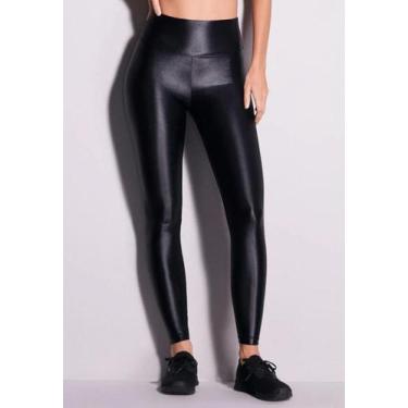 Imagem de Calça Cirrê WLS Modas Disco material sintético Cintura Alta Preta, M, 