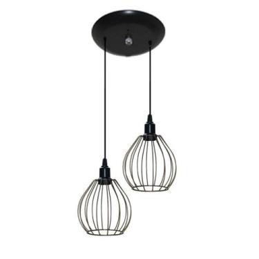 Imagem de Luminária Aramado Modelo Balão - 02 Juntos Na Mesma Canopla - Ouro Vel