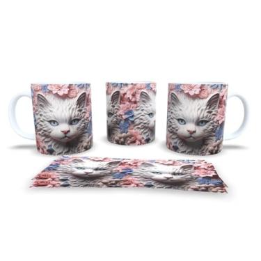 Imagem de Caneca Branca de Porcelana Personalizadas Coleção 3D Animais (Gato 2)