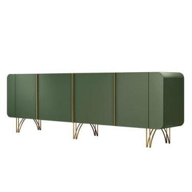 Imagem de Aparador Buffet Pé em Aço Dourado 220 cm Anabelle Verde Pistache H01 -