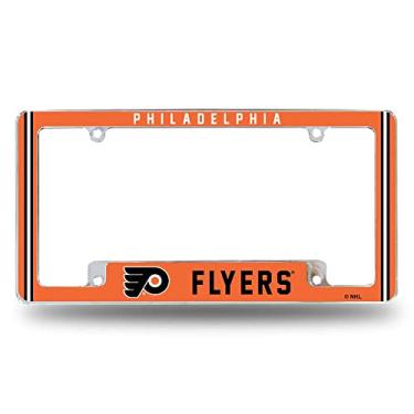 Imagem de Moldura cromada para placa automotiva NHL Rico Industries Philadelphia Flyers Primary All Over Chrome 30,48 cm x 15,24 cm para carro/caminhão/SUV