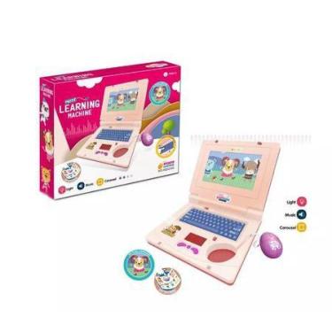 Imagem de Brinquedo Notebook  Rosa Com Som e Luzes e cartela de adesivo - TOYS