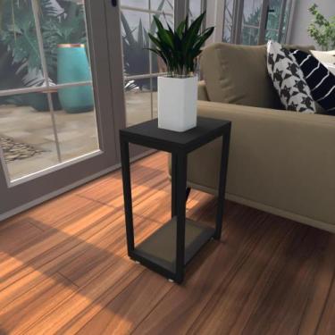 Imagem de Mesa lateral preta aparador de sofa sala mesa lateral cama - BeB