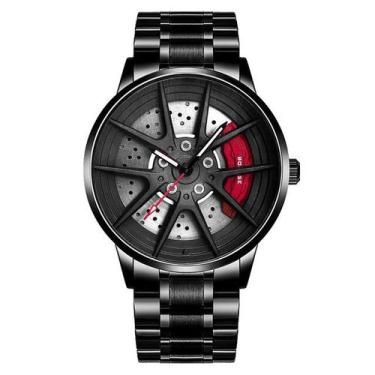 Imagem de Relógio Masculino Roda De Carro Aço Inoxidável à Prova D água ELASHOPP