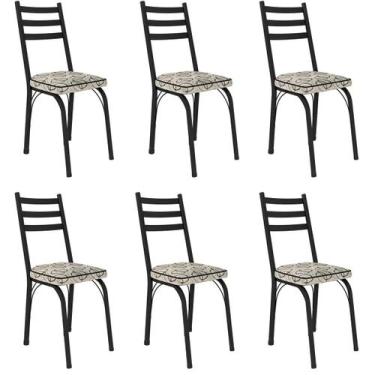 Imagem de Kit 6 Cadeiras para Cozinha Tubular D-13 Nara de Aço - Artefamol, Pret