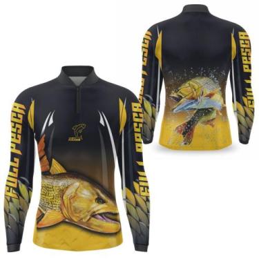 Imagem de Camisa Pesca Manga Longa esportiva Tecido Com Protecao Solar UV 50 Cam