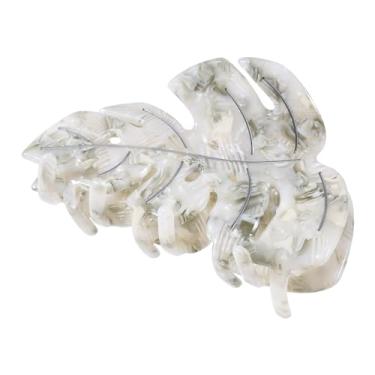 Imagem de Grampo de cabelo de folha cinza com garra de 8,5 cm, design francês, acessórios de estilo de cabelo para mulheres e meninas, para cabelos grossos e finos