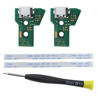 Imagem de ECSiNG 2 peças de placa de interface JDS-040 e cabo de fita de 12 pinos compatível com PS4 Pro/Slim Wireless Controller Replacement Charging Port Assembly