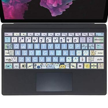 Imagem de WSLUCKO Capa de silicone para teclado Microsoft Surface Pro 7/6/5, teclado 2019, 2018, 2017, layout dos EUA, gato fofo