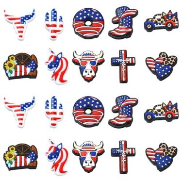 Imagem de Ornazy 20 peças, 10 estilos, 4 de julho, dia da independência, contas de silicone, contas patrióticas, focais, cruz, coração, unicórnio, cacto, contas para fazer canetas, chaveiro