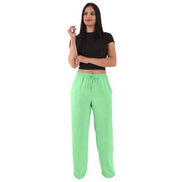 Imagem de Calça Pantalona Wid Leg Feminina Alfaiataria - Lori Modas, Verde limão