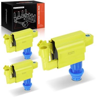 Imagem de A-Premium (amarelo) Pacote de bobina de ignição do motor compatível com Lexus IS300 2001-2005, GS300 1998-2005, SC300 1998-2000 e Toyota Supra 1998, 3.0L, conjunto de 3 peças, substituição #