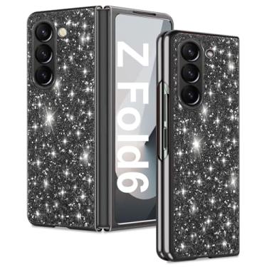 Imagem de Capa Z Fold 6 com glitter para Samsung Galaxy Z Fold6 5G para mulheres e meninas, capa protetora fina ultrafina à prova de choque para Samsung Z Fold 6 5G, capa de cristal brilhante de 7,6 polegadas
