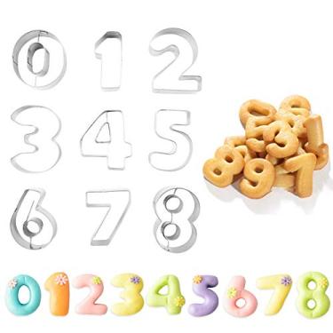 Imagem de Conjunto de 9 peças de aço inoxidável para cortadores de biscoitos, pequenos biscoitos, fondant, molde de cortador de chocolate para biscoito de festa de aniversário de ano novo