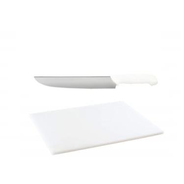 Imagem de Tabua Corte LISA branca 50x30 Polietileno faca Branca 10 pol - Utensil