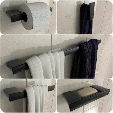 Imagem de Kit De Acessórios Para Banheiro Preto Fosco Master 5 Peças - CONTEL ST
