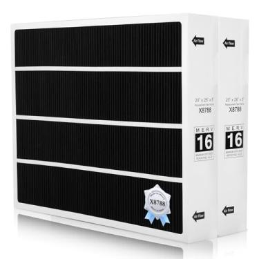 Imagem de 2 pacotes X8788 MERV 16 filtros 51 x 66 x 12,7 cm X8788 MERV 16 filtro de carbono substituto para PCO20-28 PureAir, X8788 20x26x5 MERV 16 filtro de ar, preto