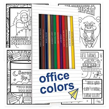 Imagem de Office Colored Pencil Set & Coloring Pages for Fans of the Office | Gift Set of 12 Office-Inspired Parody Pencils with Clever Foil-Stamped Names Plus 5 Fun Office Coloring Pages