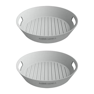 Imagem de silicone air fryer liners-Reusable Heat Resistant Food Safe Silicone Bowl/Pot for Air Fryer and Microwave for Ninja Foodi Air Fryer, Coffee Maker, Blender (grey+grey 8inch)