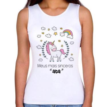 Imagem de Regata Feminina Meus mais sinceros "ata" - Foca na Moda, Branco, GG