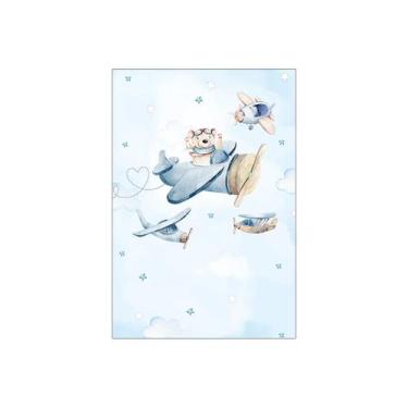 Imagem de Painel De Festa Vertical 1,50 x 2,20 - Ursinho Aviador Aquarela Azul 0